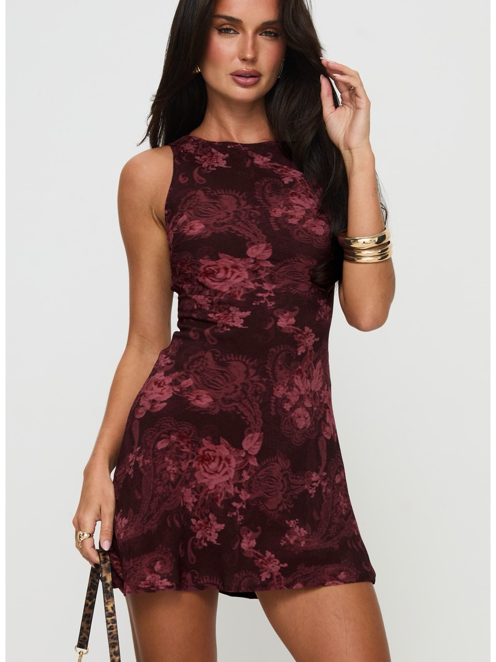 NWT Princess Polly Vivre Mini Dress Burgundy Paisley Floral Women’s Size US 2 - Picture 1 of 11